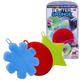 Set 3 bureți de vase din silicon Better Sponge